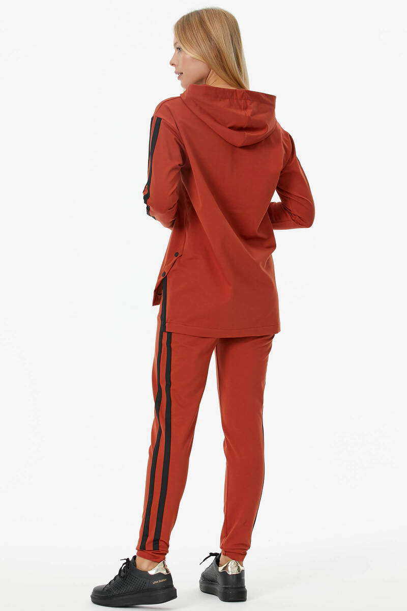 Oversize Kapüşonlu Eşofman Takım - Kiremit (5) Sementa