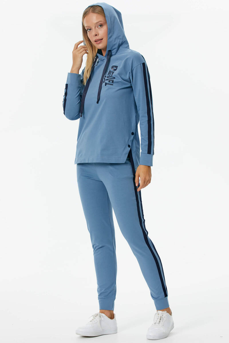 Oversize Kapüşonlu Eşofman Takım - Mavi (3) Sementa