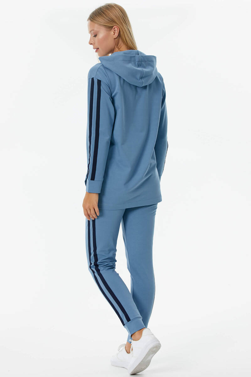 Oversize Kapüşonlu Eşofman Takım - Mavi (4) Sementa