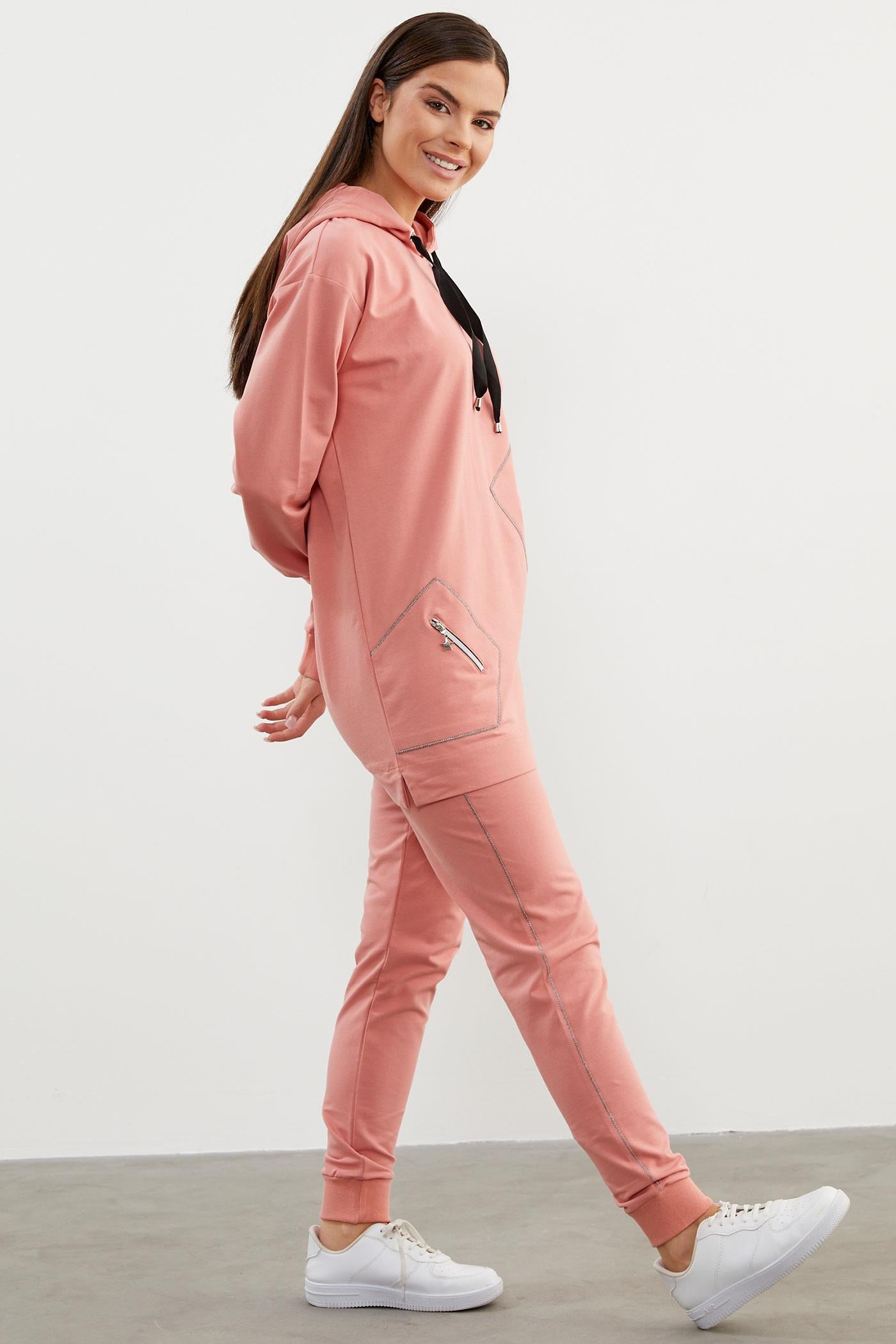 Oversize Kapüşonlu Eşofman Takım - Pembe (1) Sementa