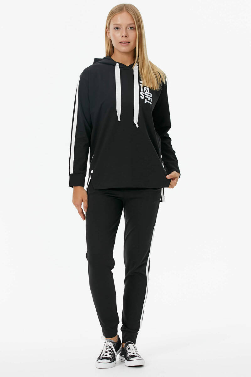 Oversize Kapüşonlu Eşofman Takım - Siyah (1) Sementa
