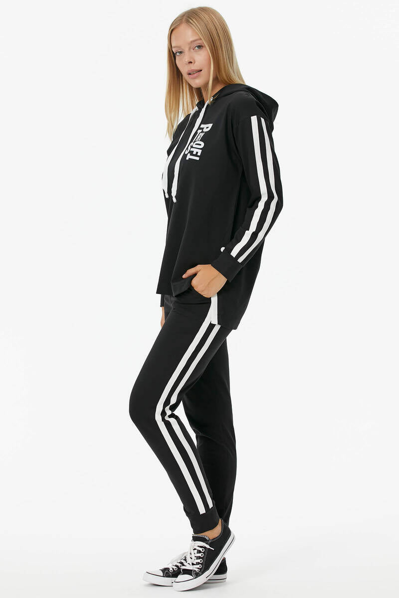 Oversize Kapüşonlu Eşofman Takım - Siyah (3) Sementa