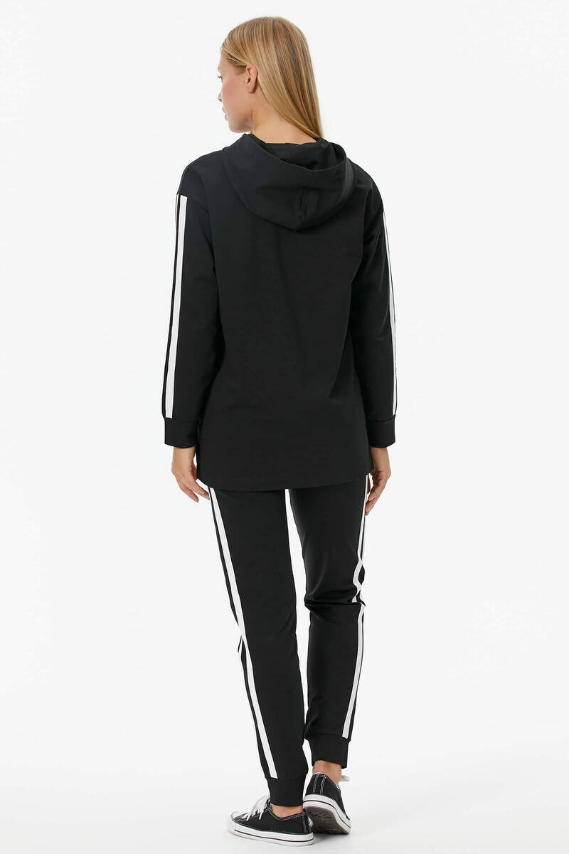 Oversize Kapüşonlu Eşofman Takım - Siyah (4) Sementa