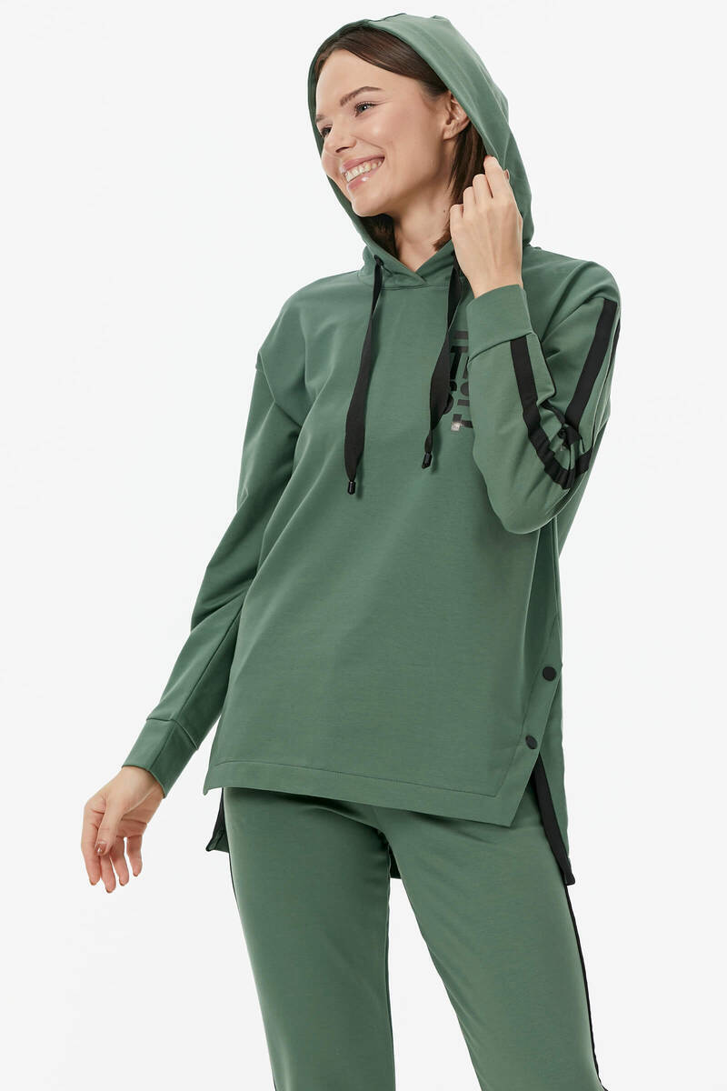 Oversize Kapüşonlu Eşofman Takım - Yeşil (4) Sementa