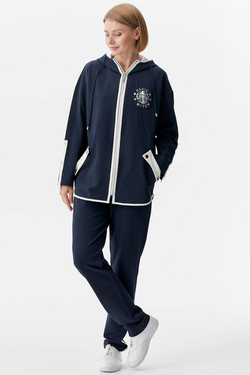 Oversize Şerit Detaylı Eşofman Takım - Lacivert (1) Sementa