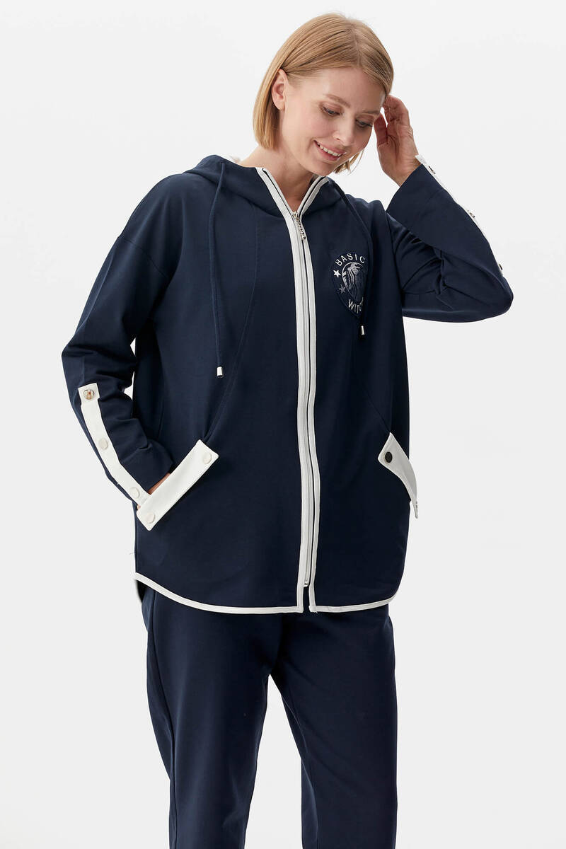 Oversize Şerit Detaylı Eşofman Takım - Lacivert (2) Sementa