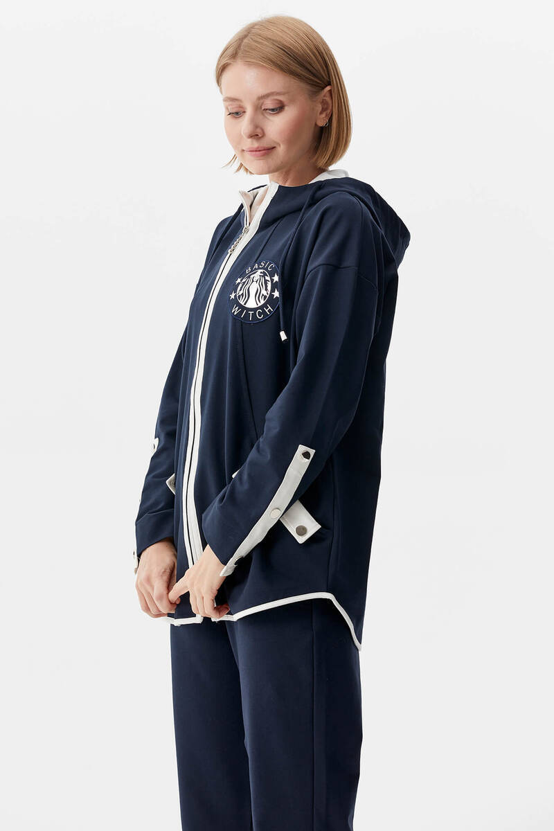 Oversize Şerit Detaylı Eşofman Takım - Lacivert (3) Sementa