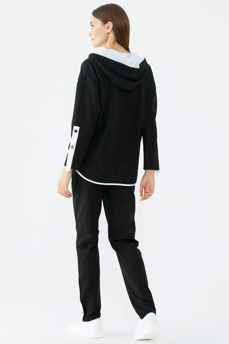 Oversize Şerit Detaylı Eşofman Takım - Siyah (5) Sementa