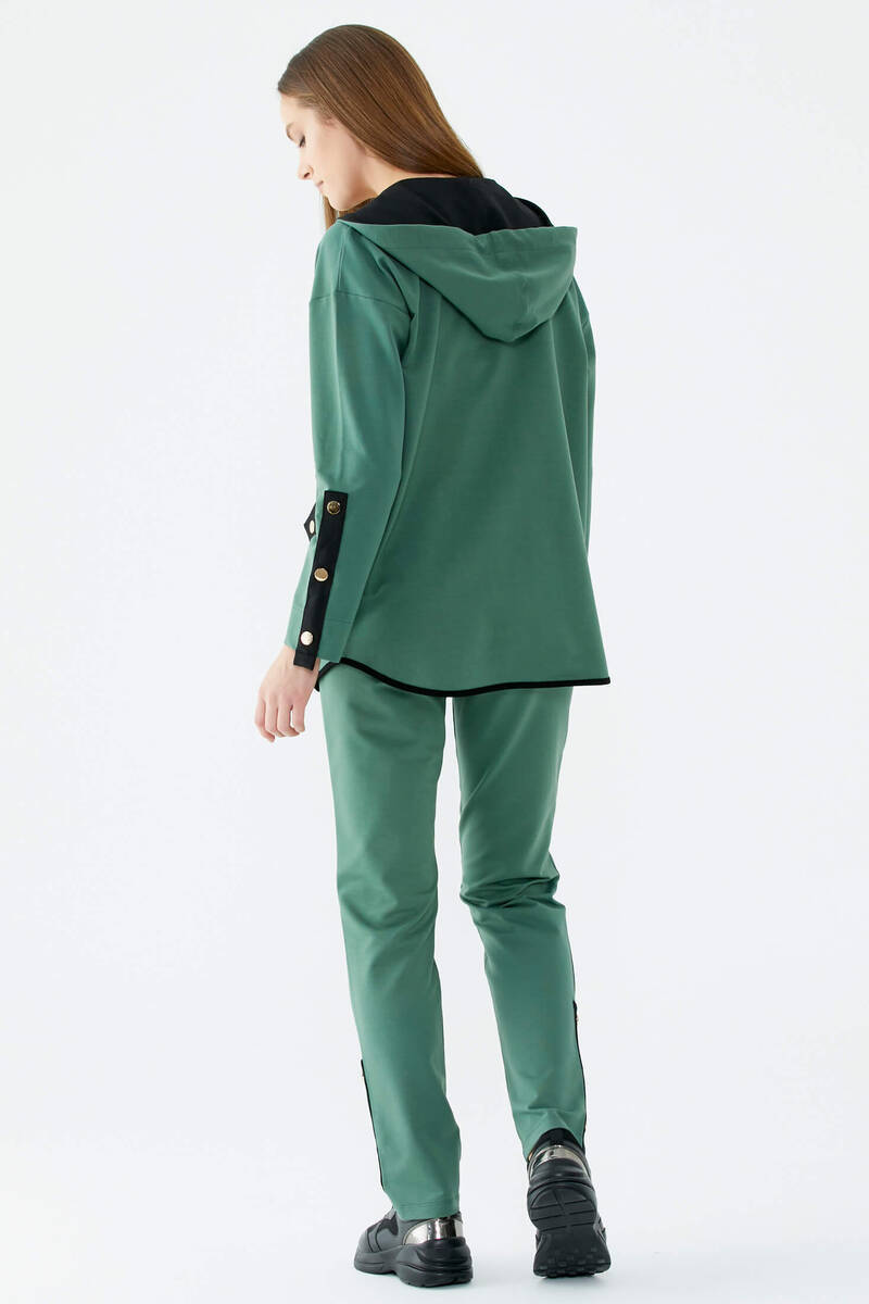 Oversize Şerit Detaylı Eşofman Takım - Yeşil (5) Sementa