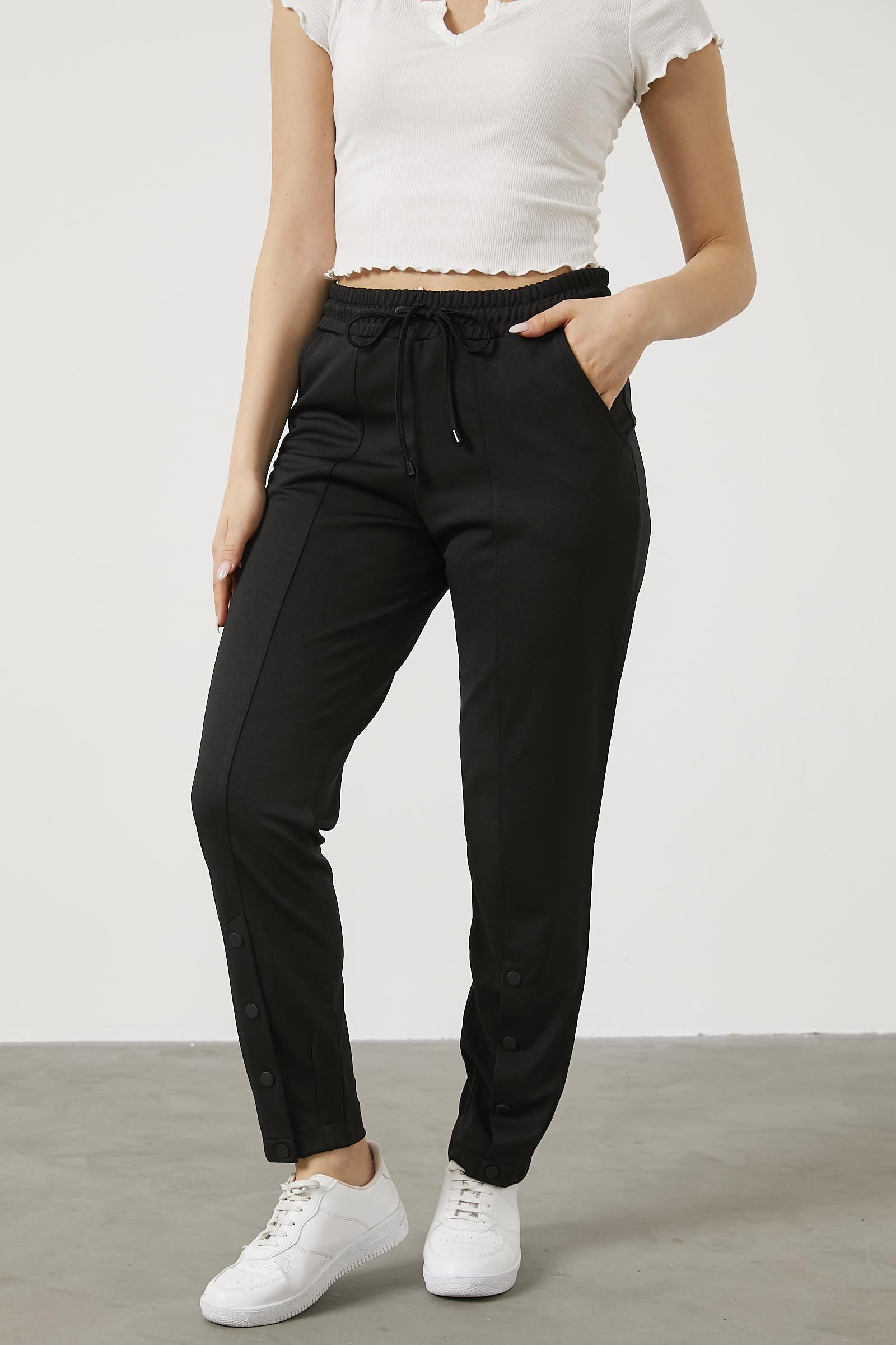 Paça Detaylı Beli Lastikli Eşofman Altı - Siyah (2) Sementa