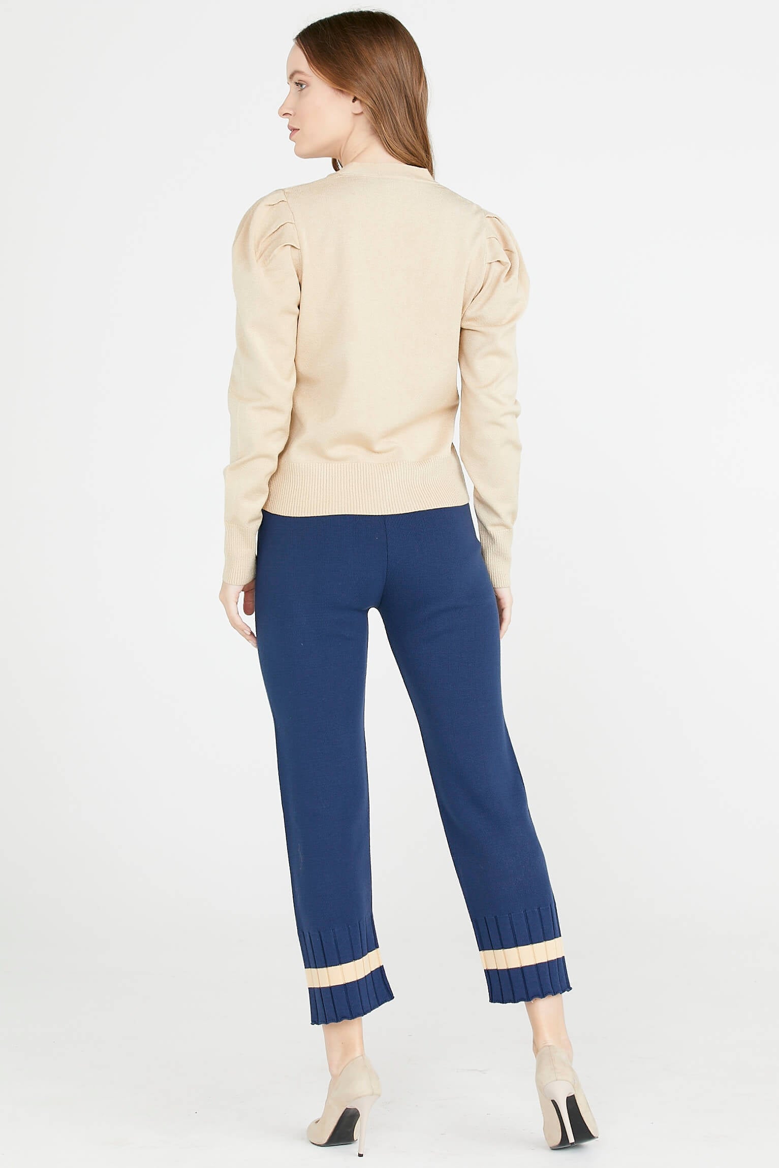 Paça Detaylı Triko Pantolon - Lacivert (3) Sementa