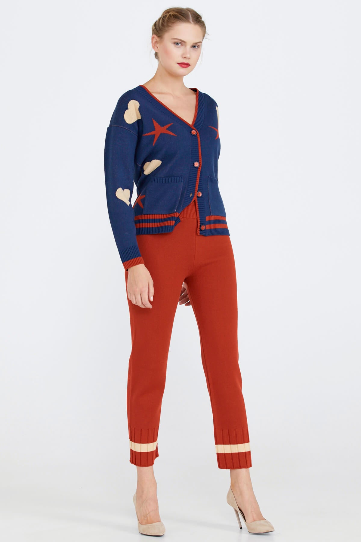 Paça Detaylı Triko Pantolon - Taba (2) Sementa