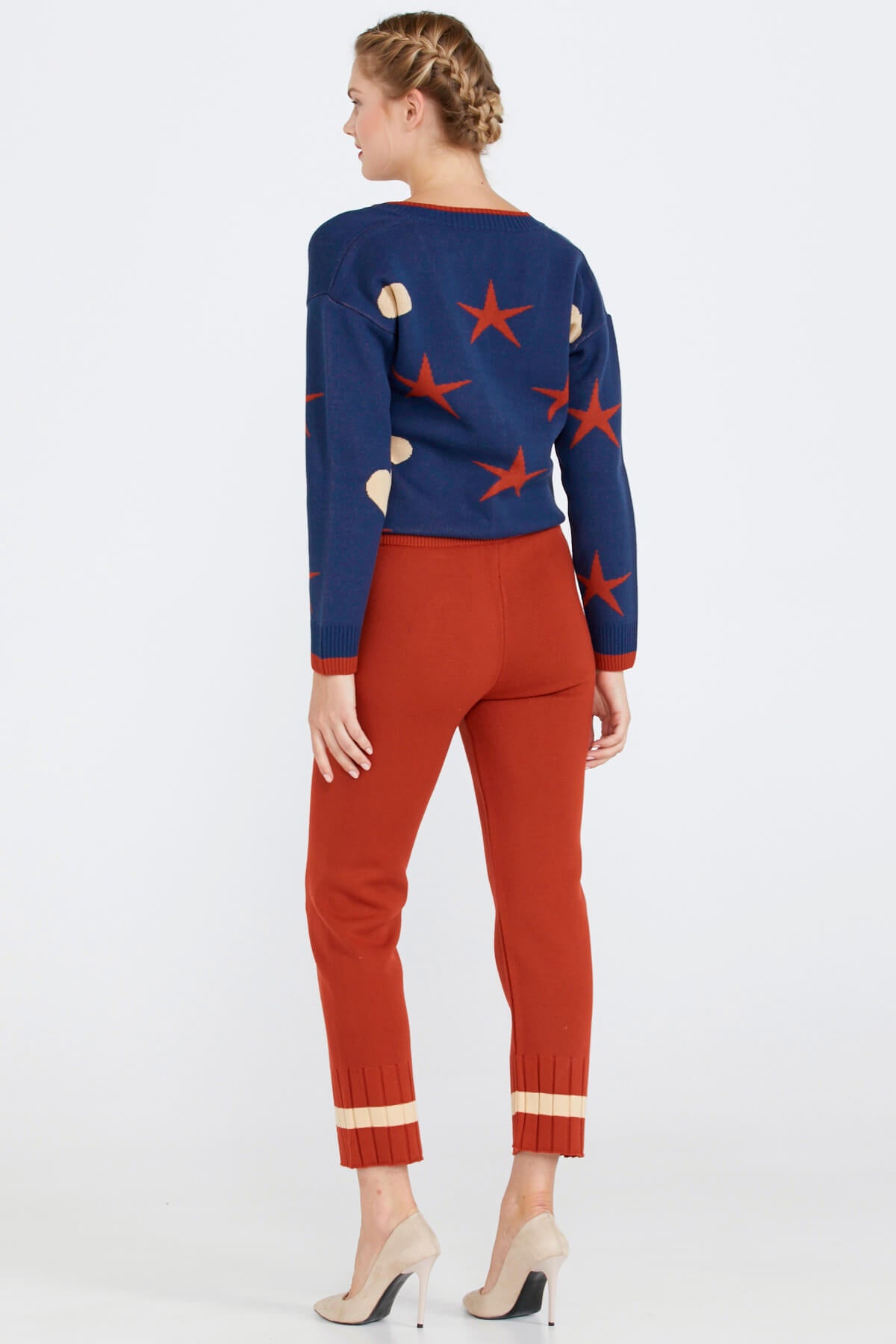 Paça Detaylı Triko Pantolon - Taba (3) Sementa