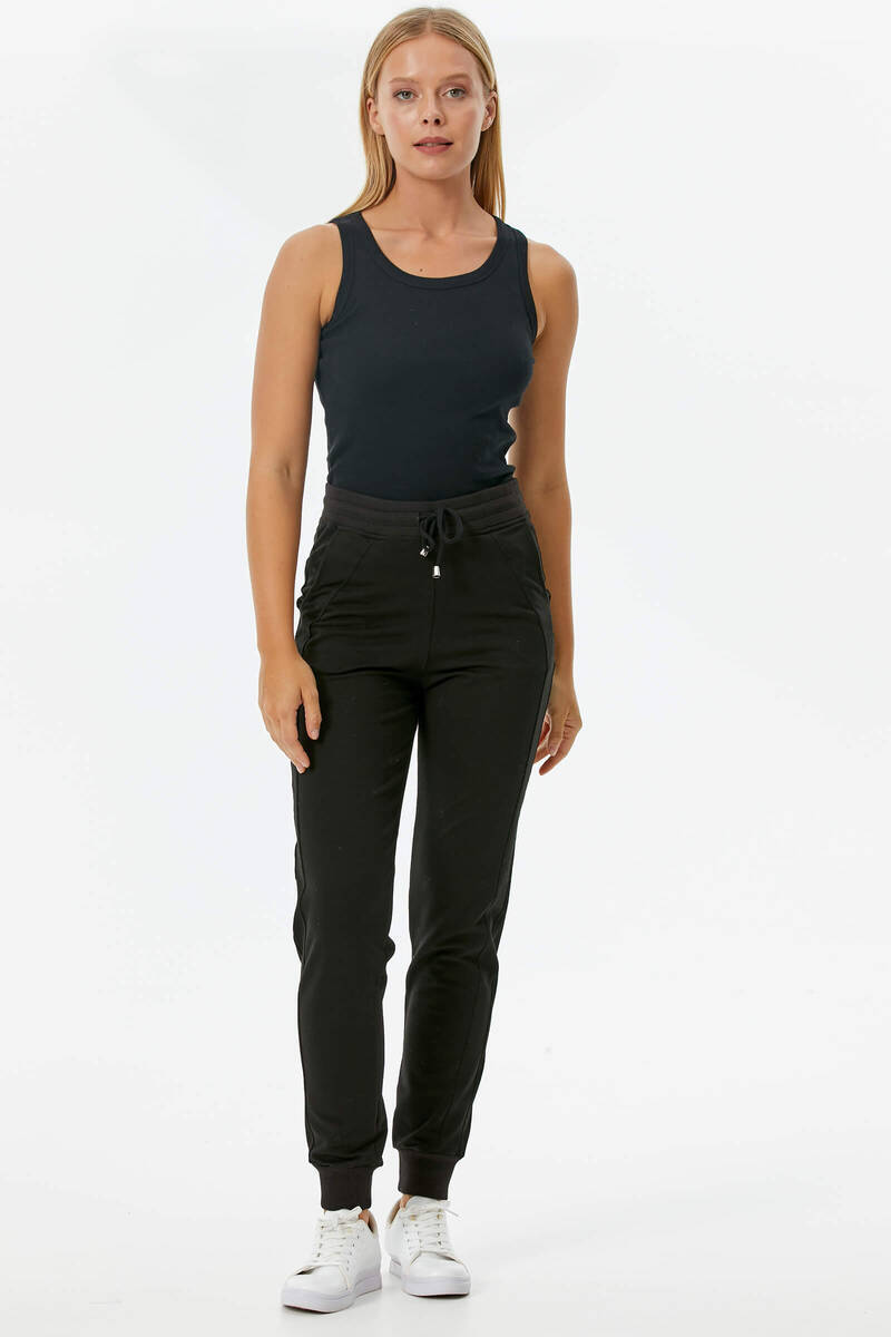 Paçası Ribanalı Eşofman Altı - Siyah (1) Sementa