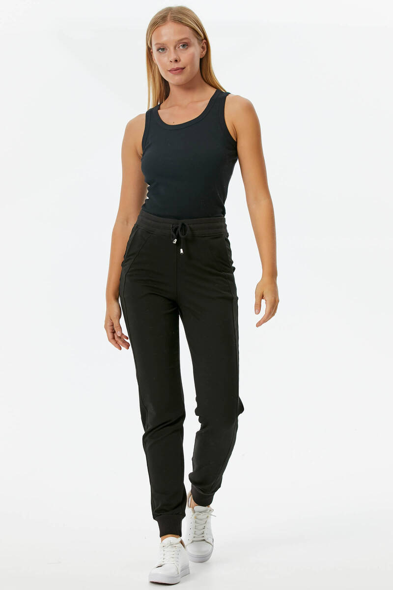 Paçası Ribanalı Eşofman Altı - Siyah (2) Sementa