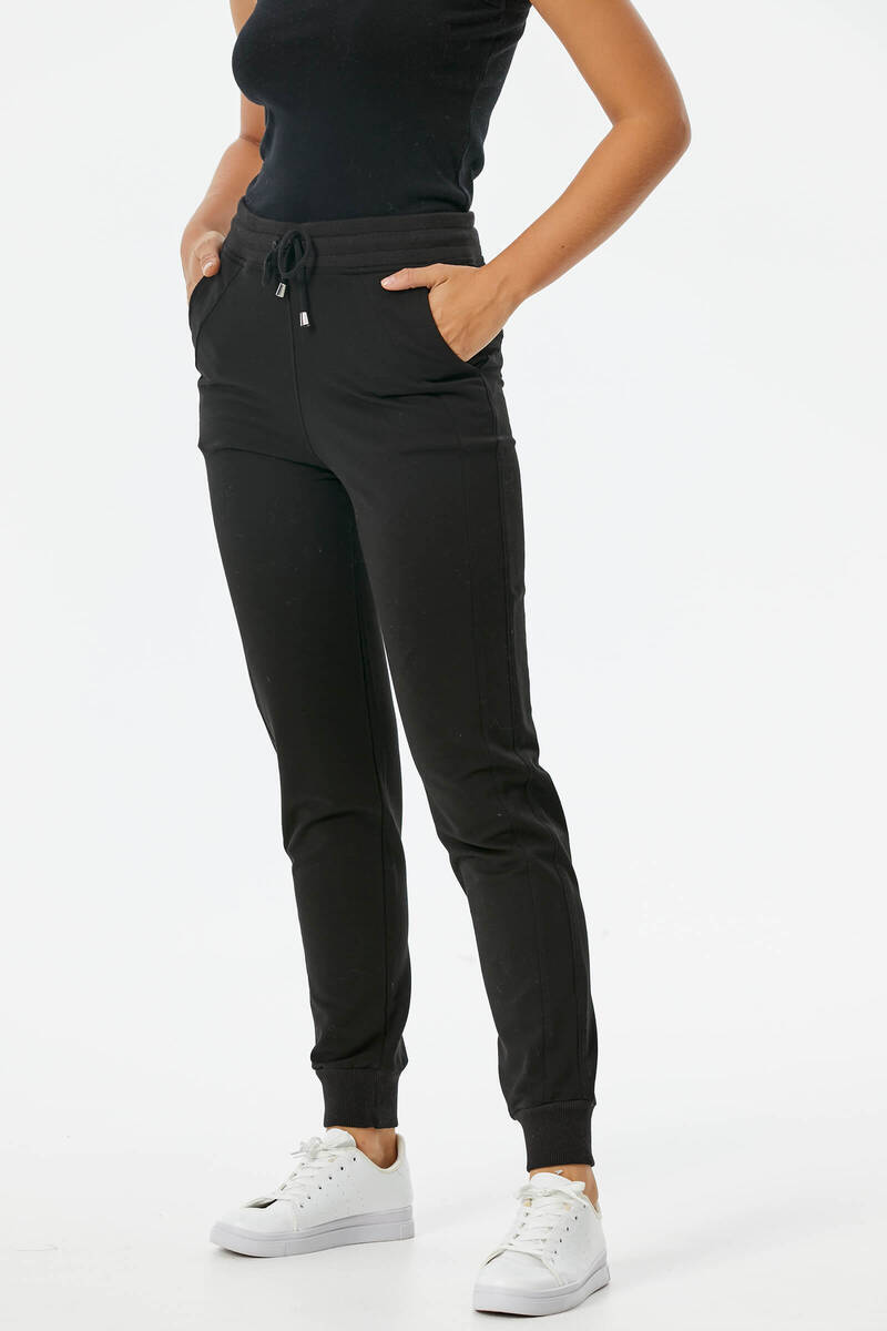 Paçası Ribanalı Eşofman Altı - Siyah (4) Sementa