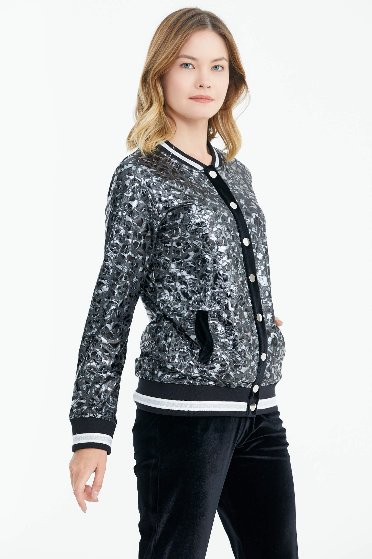 Parlak Desenli Eşofman Takım - Gri (2) Sementa