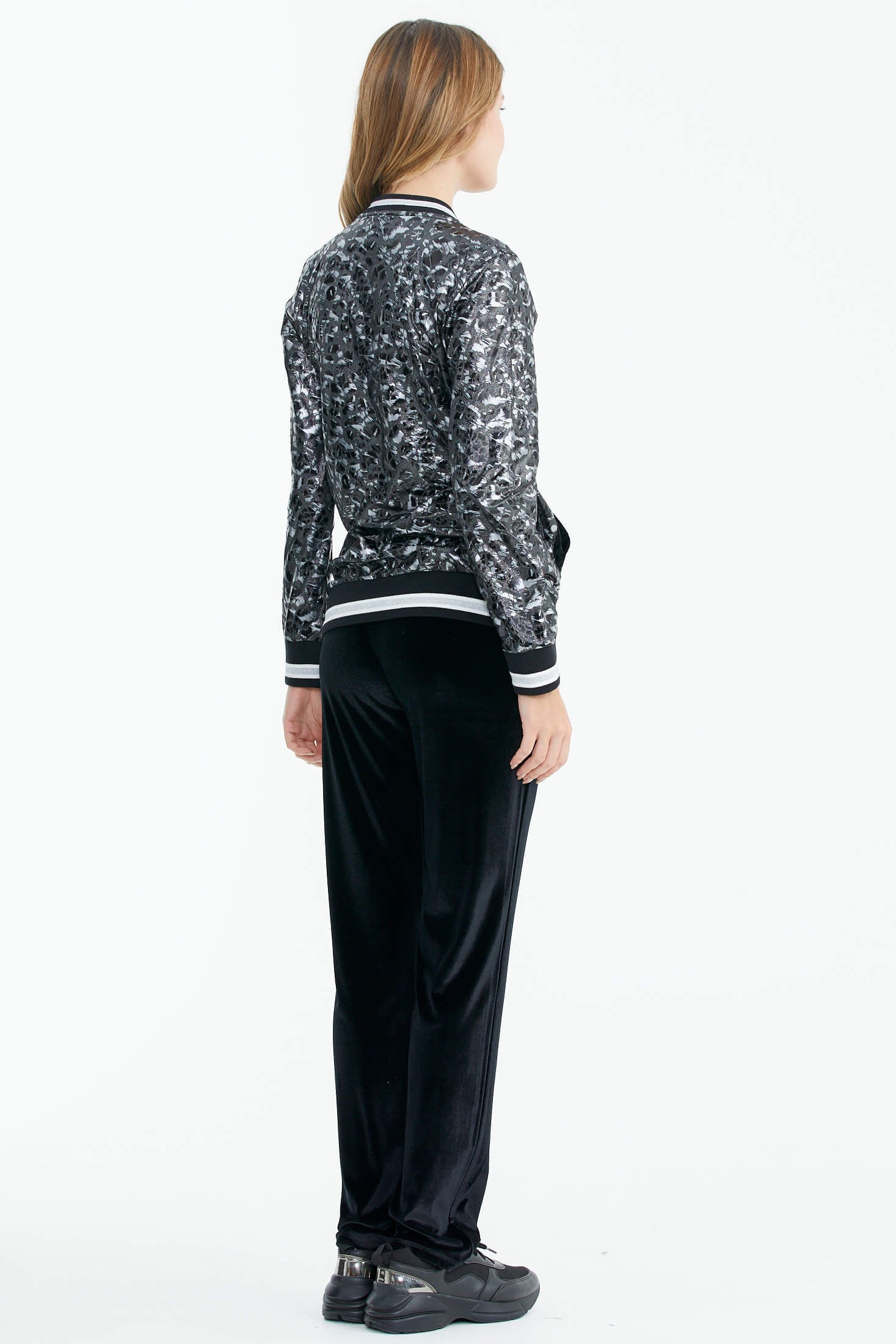 Parlak Desenli Eşofman Takım - Gri (4) Sementa