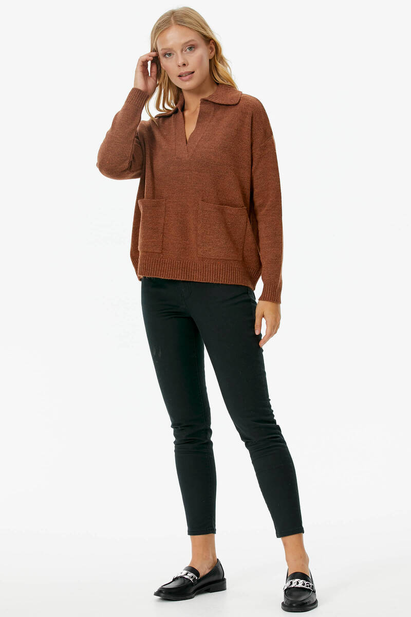 Polo Yaka Cepli Triko Kazak - Taba (1) Sementa