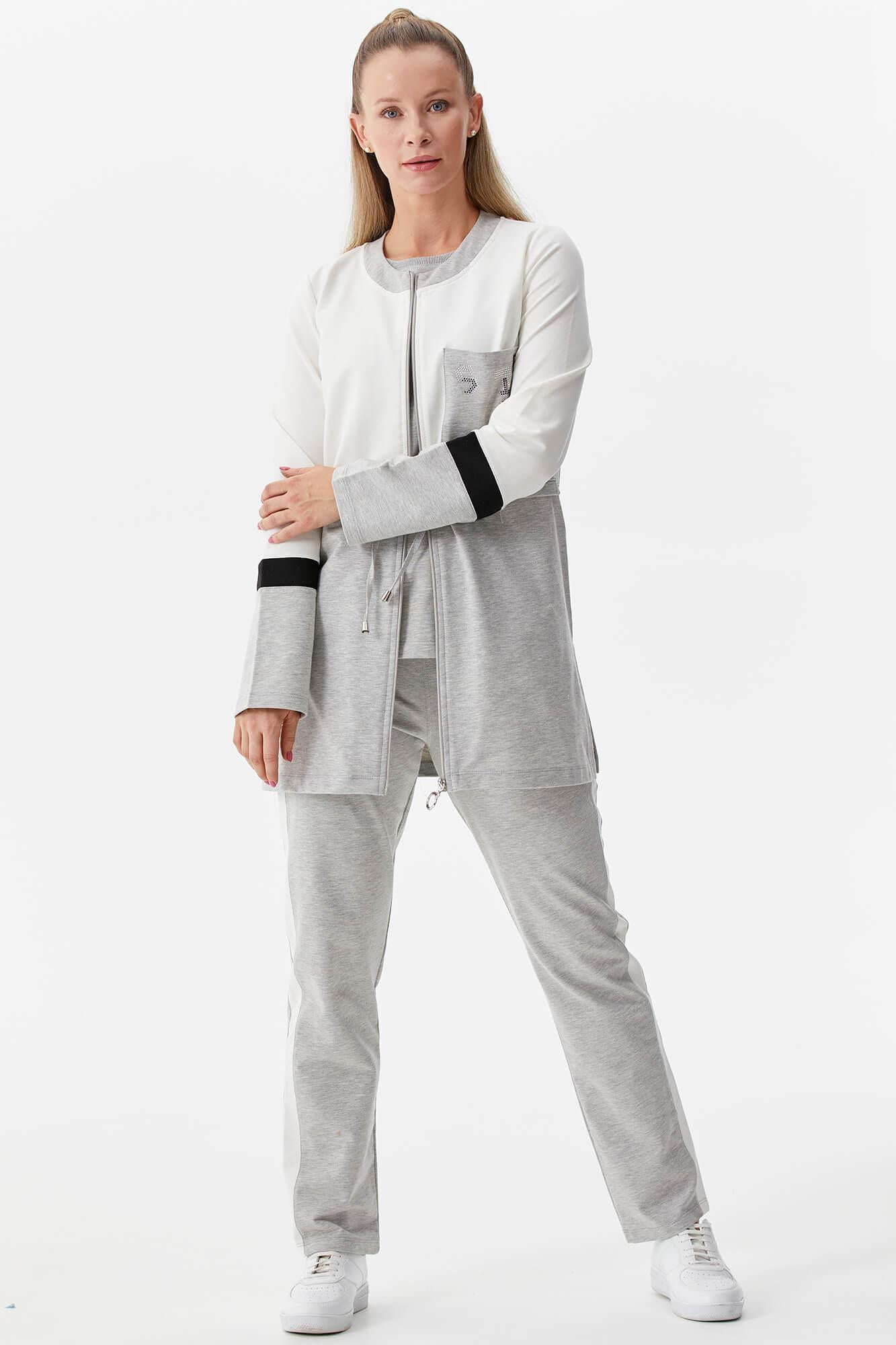 Rahat Kalıp Üçlü Tunik Eşofman Takım - Gri (4) Sementa