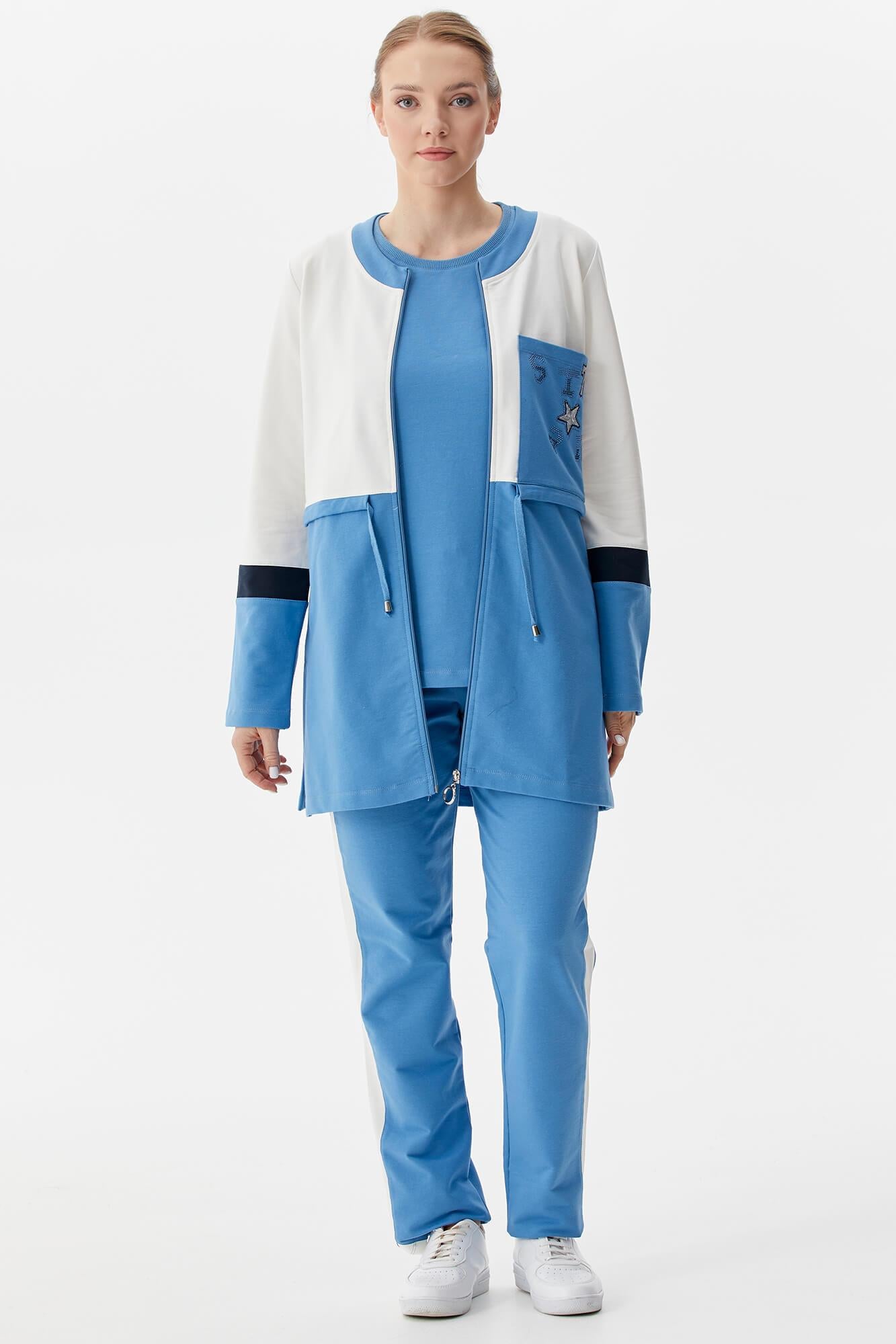 Rahat Kalıp Üçlü Tunik Eşofman Takım - Mavi (1) Sementa