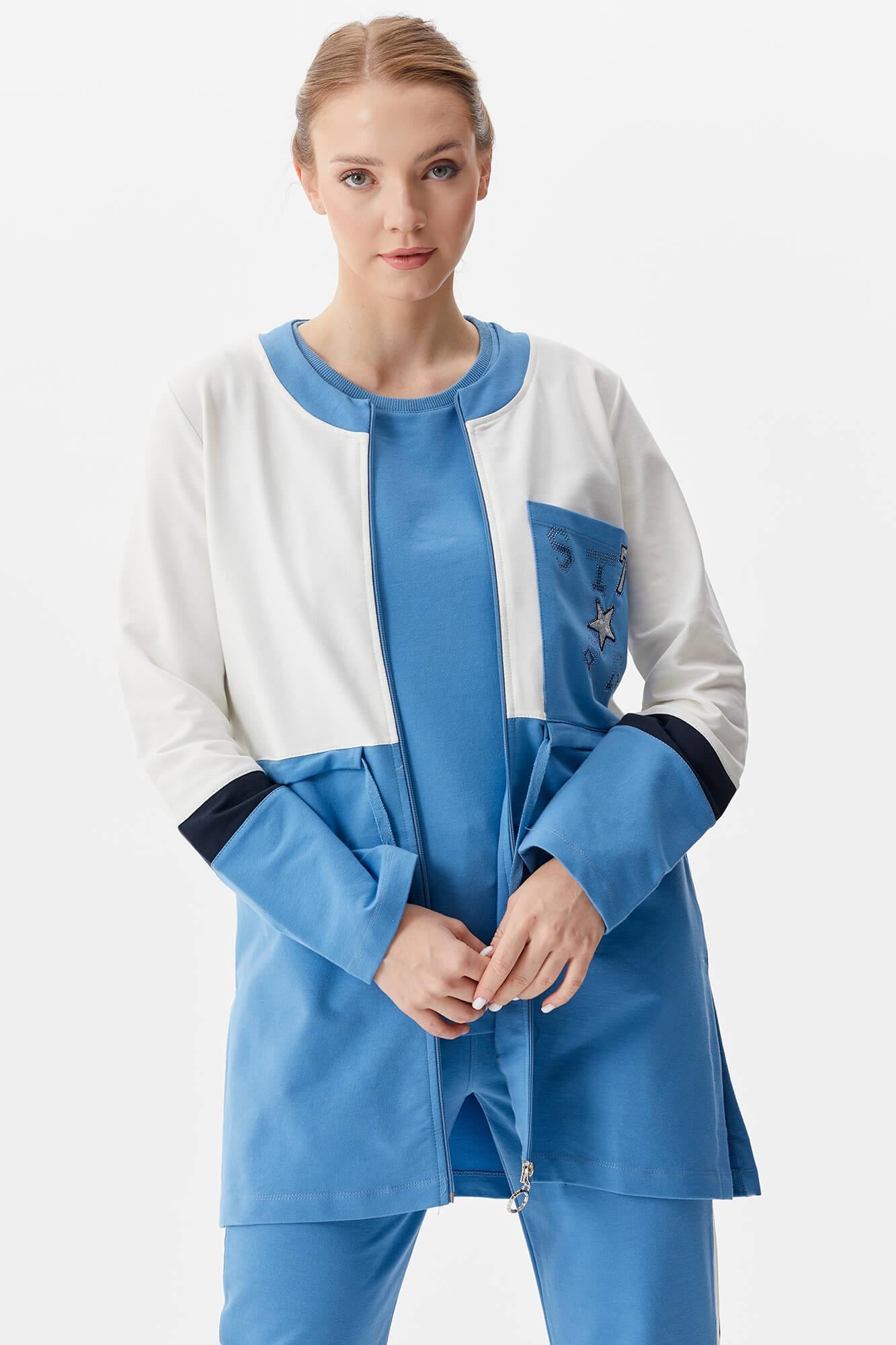 Rahat Kalıp Üçlü Tunik Eşofman Takım - Mavi (3) Sementa