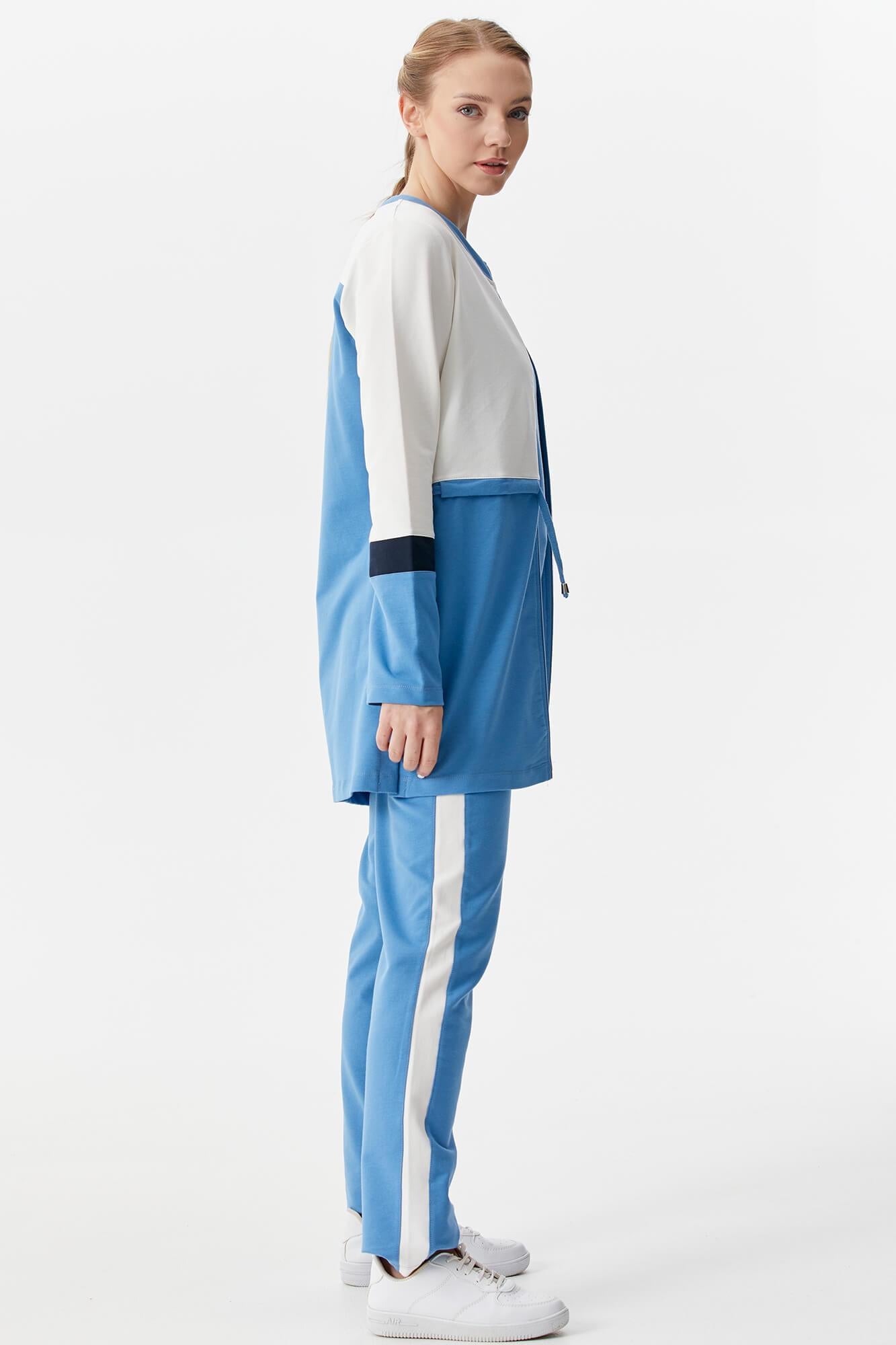 Rahat Kalıp Üçlü Tunik Eşofman Takım - Mavi (5) Sementa