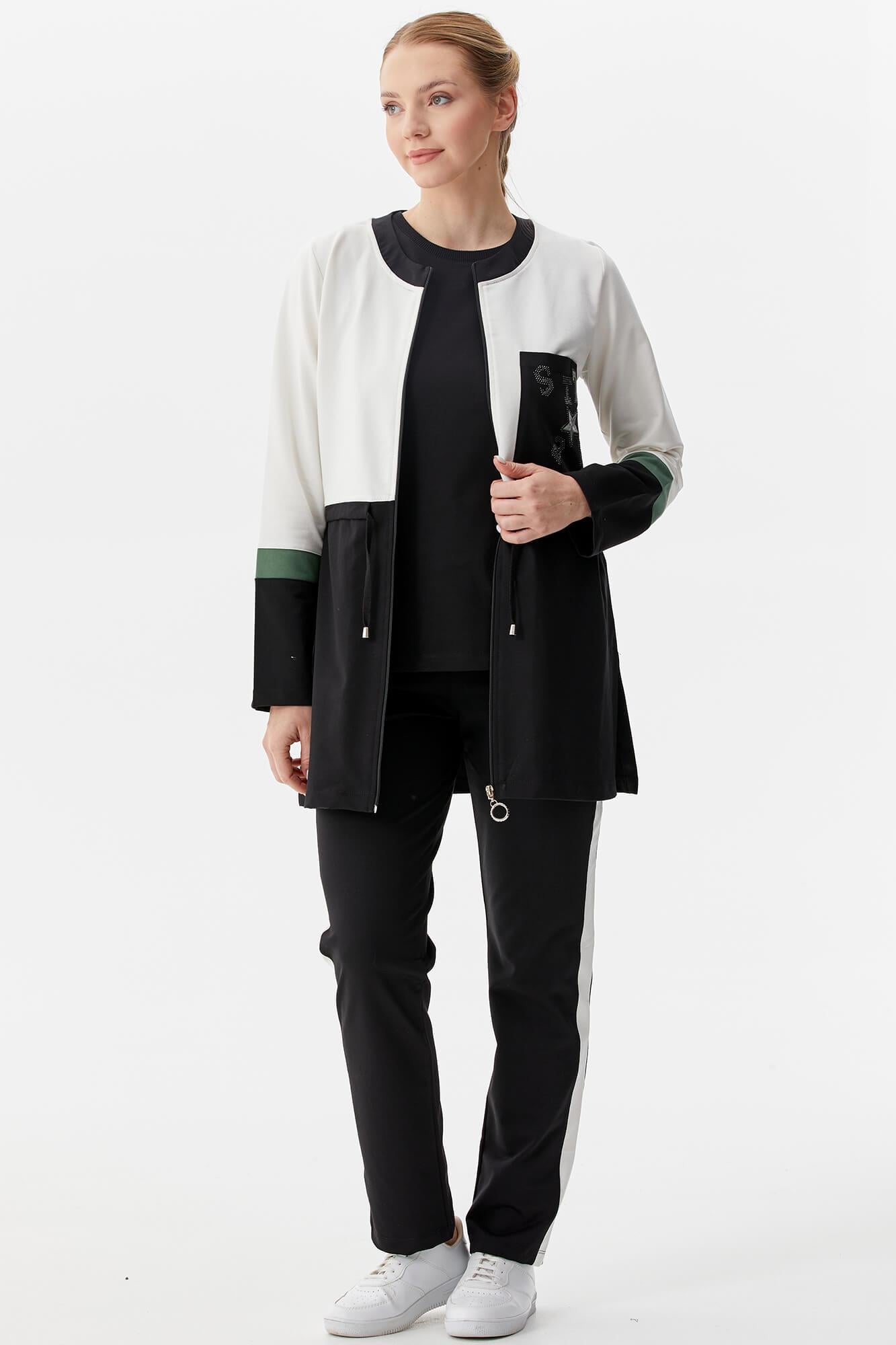 Rahat Kalıp Üçlü Tunik Eşofman Takım - Siyah (2) Sementa