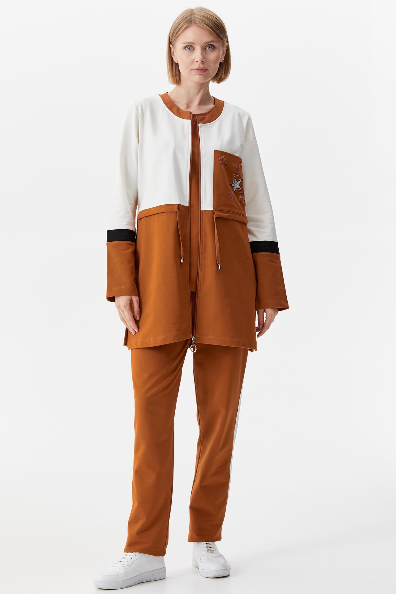 Rahat Kalıp Üçlü Tunik Eşofman Takım - Tarçın (1) Sementa