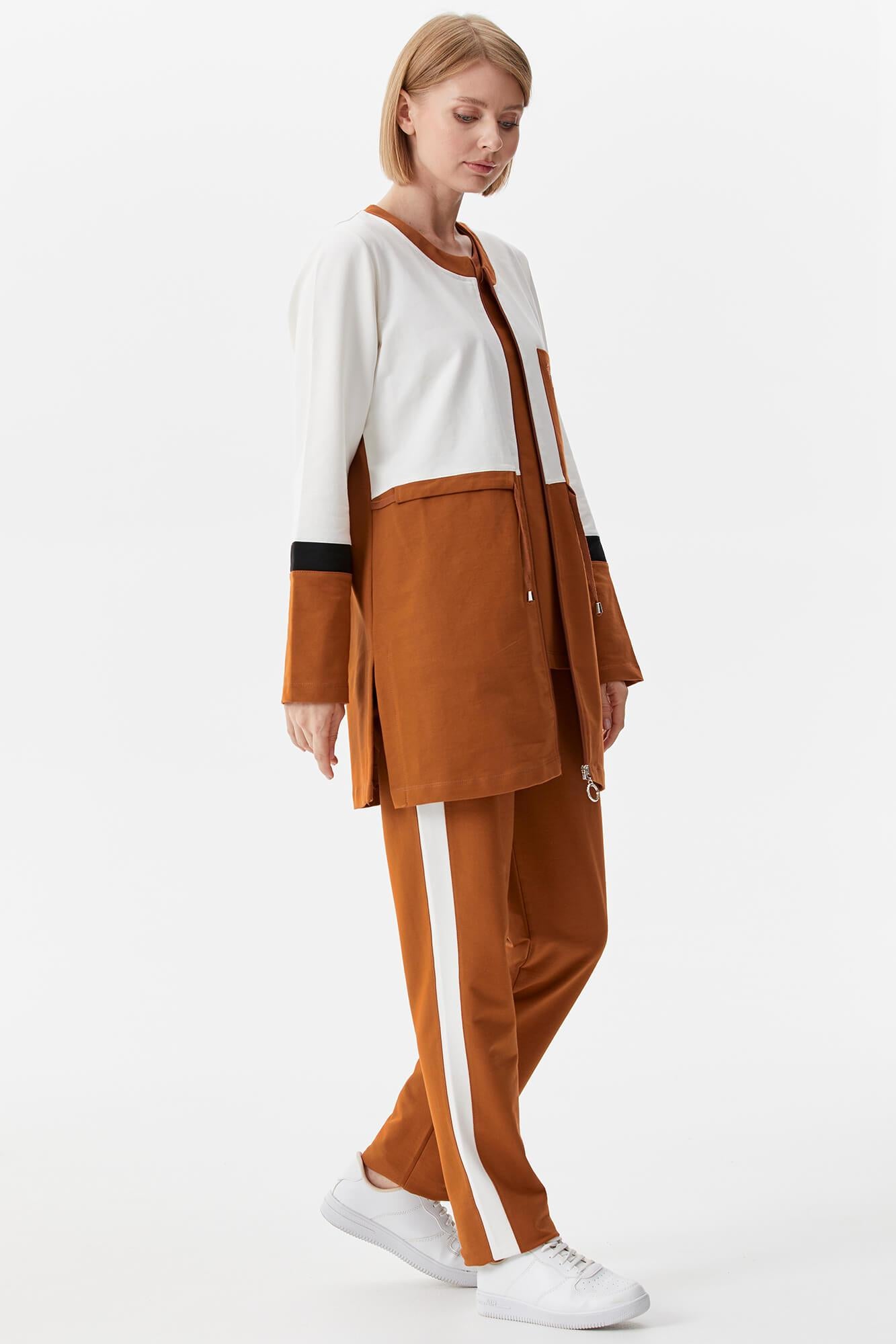 Rahat Kalıp Üçlü Tunik Eşofman Takım - Tarçın (2) Sementa