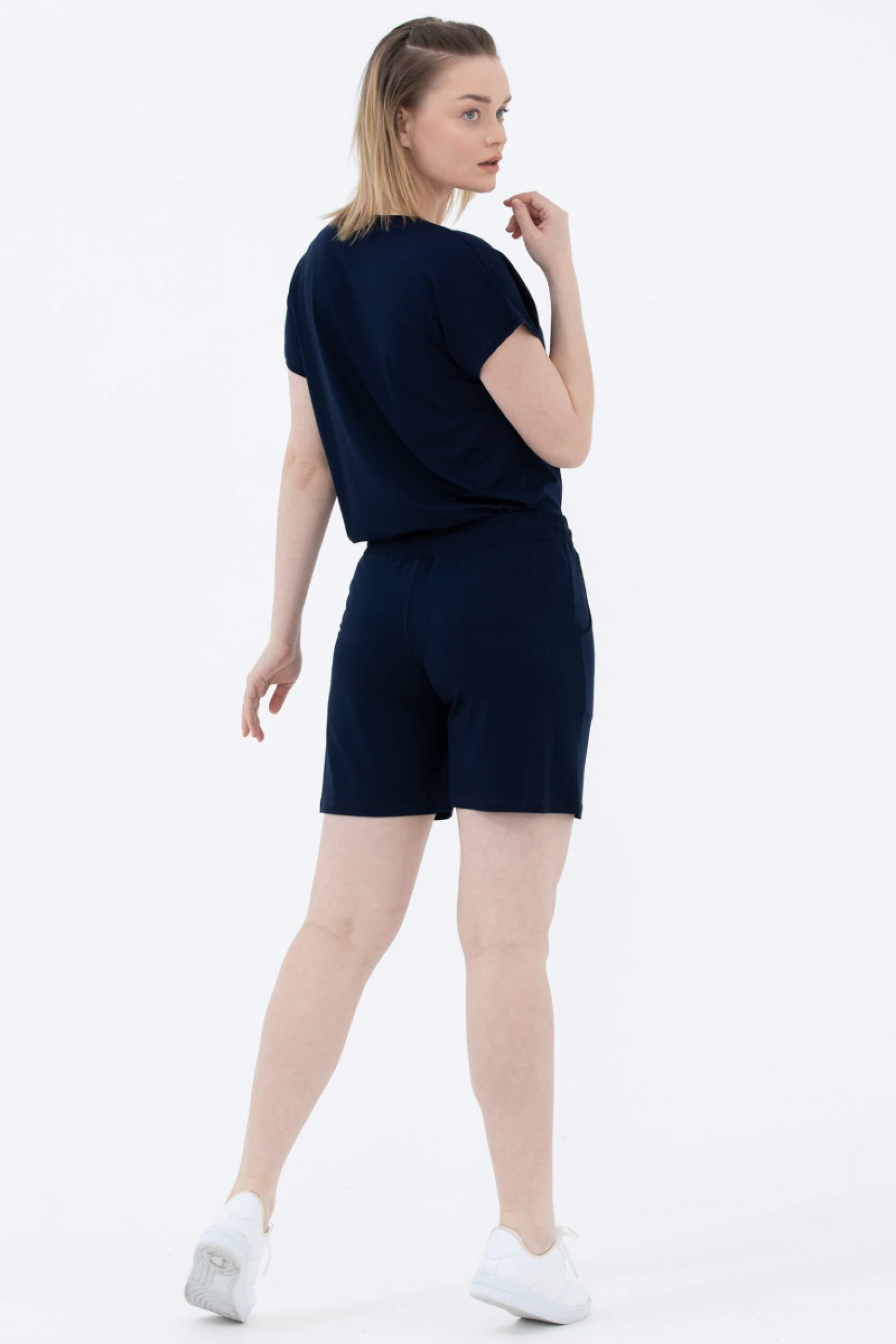 Rahat Kesim Penye Şort - Lacivert (3) Sementa