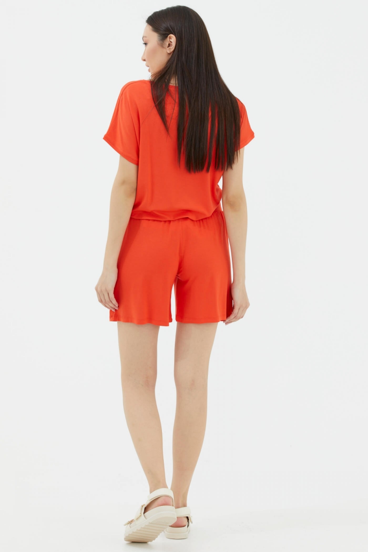 Rahat Kesim Penye Şort - Mercan (4) Sementa