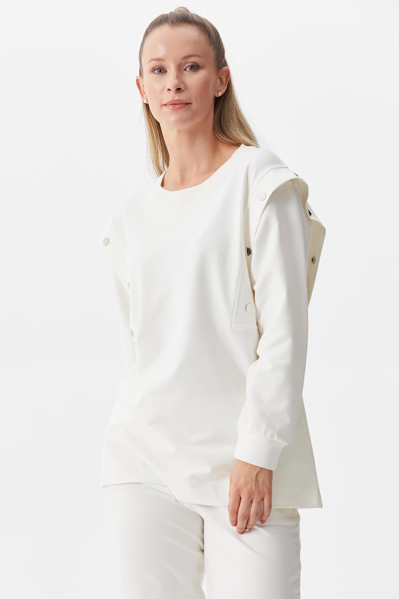 Sıfır Yaka ÇıtÇıt Detaylı Eşofman Takım - Ekru (3) Sementa