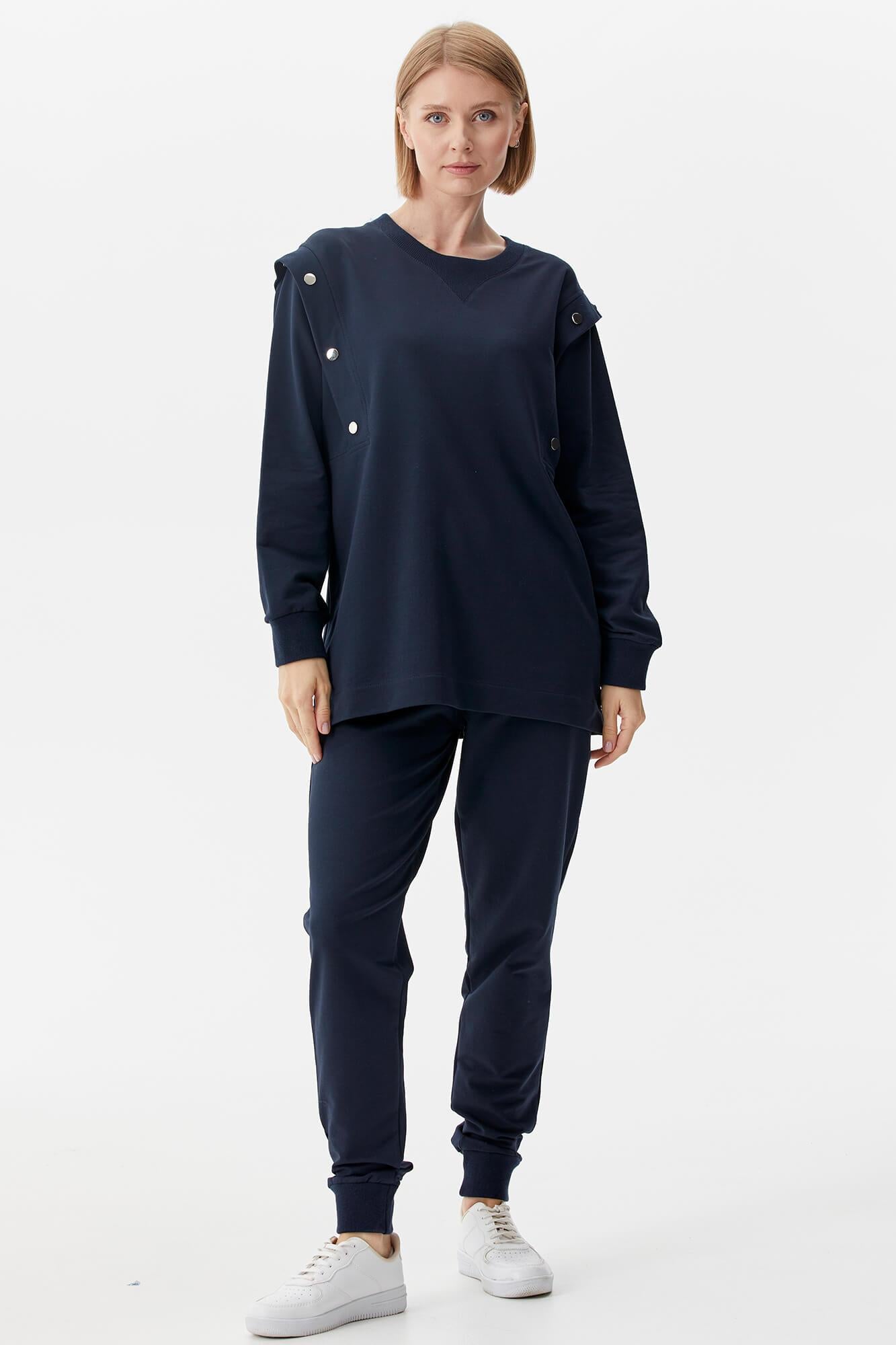 Sıfır Yaka ÇıtÇıt Detaylı Eşofman Takım - Lacivert (1) Sementa