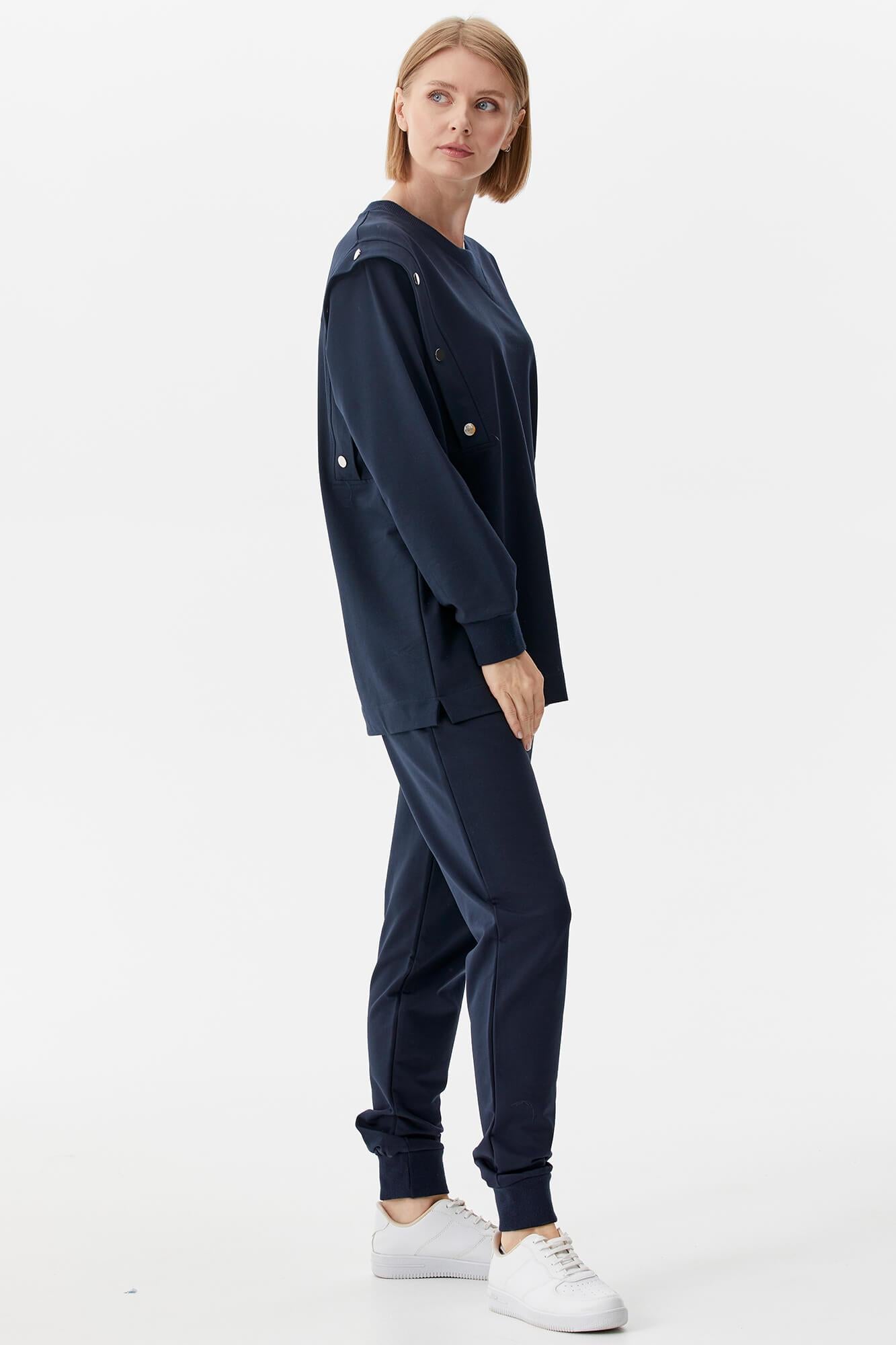 Sıfır Yaka ÇıtÇıt Detaylı Eşofman Takım - Lacivert (2) Sementa