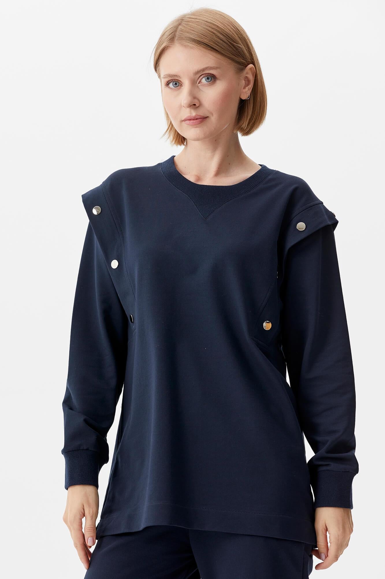 Sıfır Yaka ÇıtÇıt Detaylı Eşofman Takım - Lacivert (3) Sementa