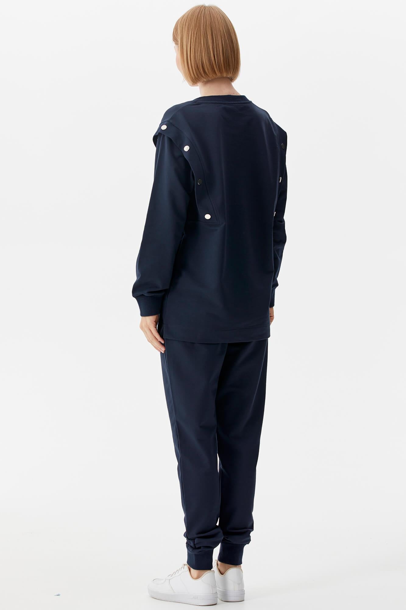 Sıfır Yaka ÇıtÇıt Detaylı Eşofman Takım - Lacivert (4) Sementa