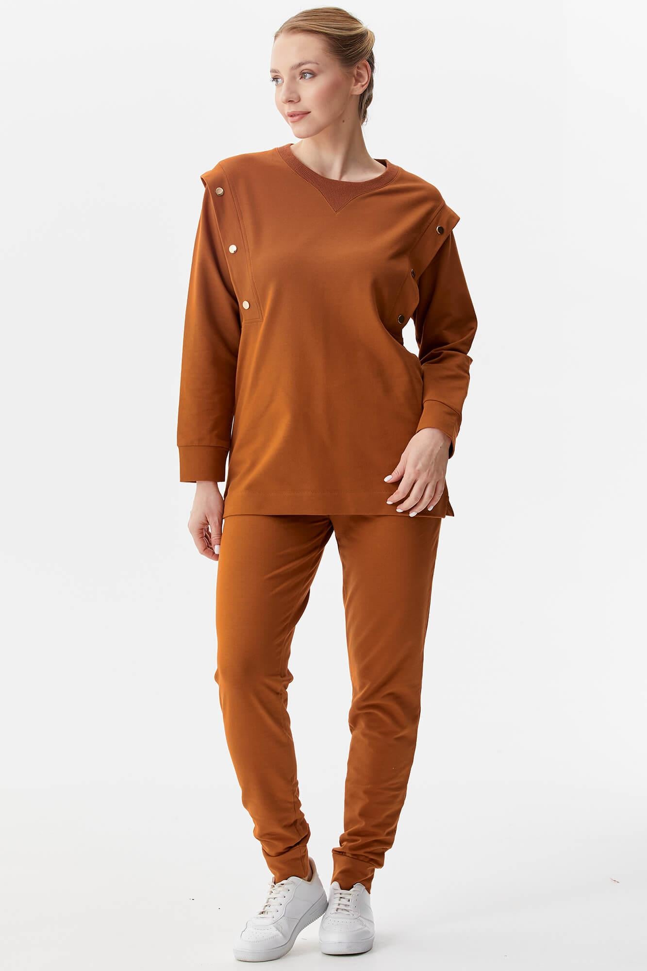 Sıfır Yaka ÇıtÇıt Detaylı Eşofman Takım - Tarçın (2) Sementa