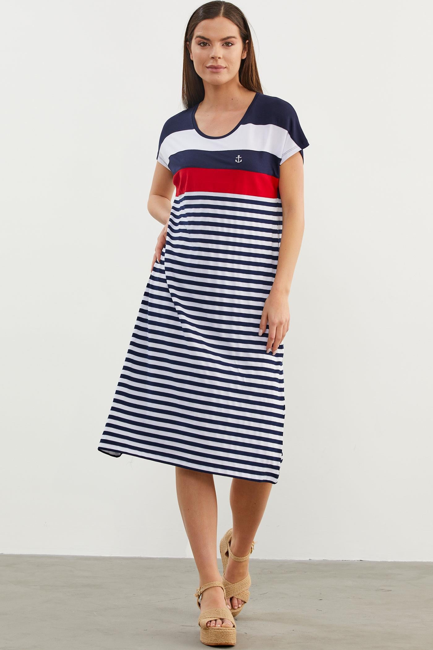 Sıfır Yaka Midi Boy Marine Elbise - Lacivert (3) Sementa