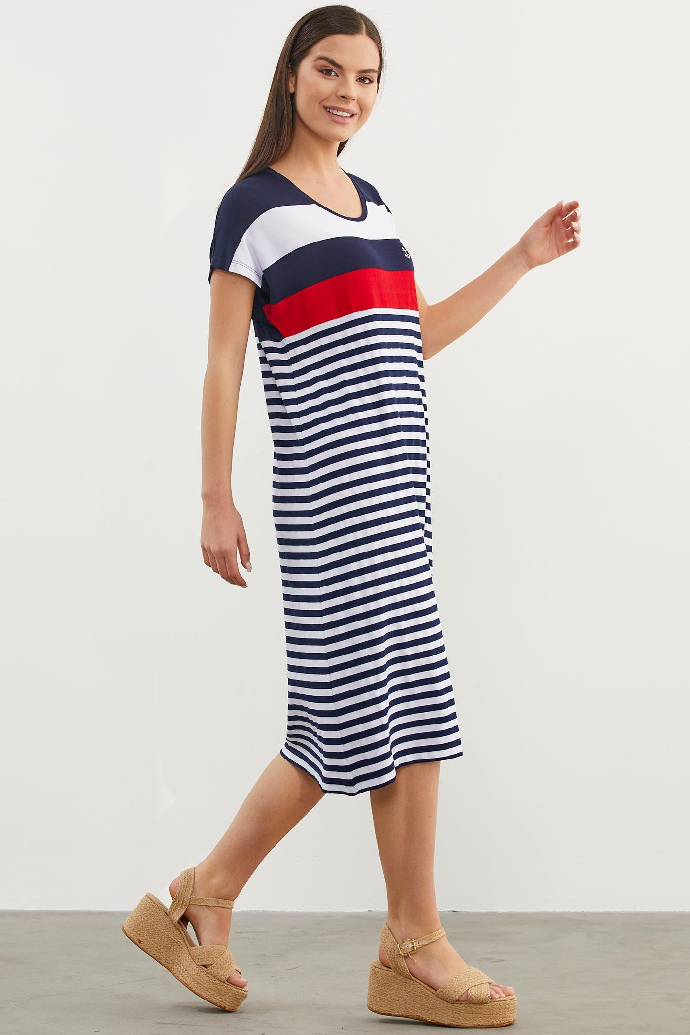 Sıfır Yaka Midi Boy Marine Elbise - Lacivert (5) Sementa