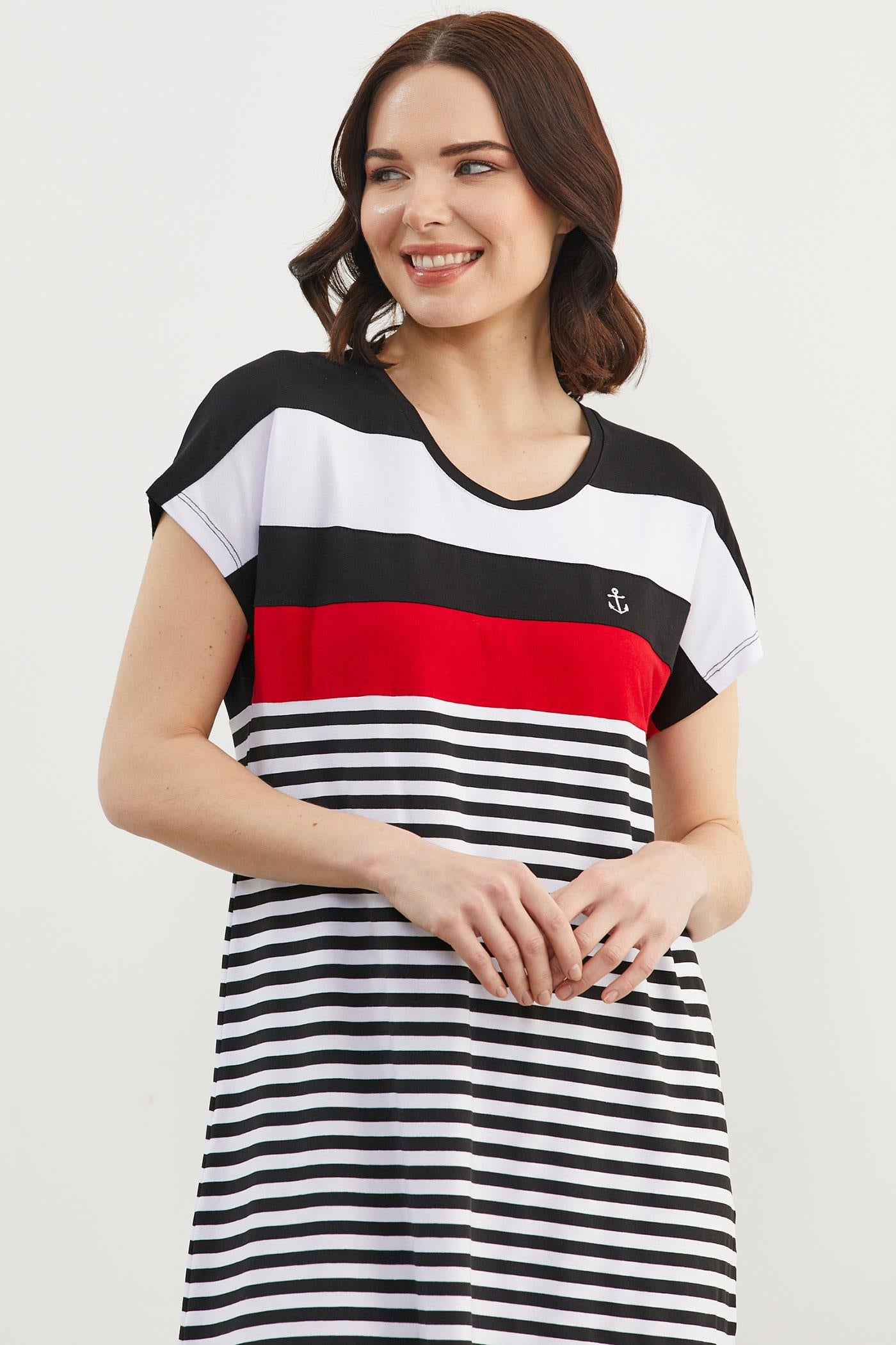 Sıfır Yaka Midi Boy Marine Elbise - Siyah (3) Sementa