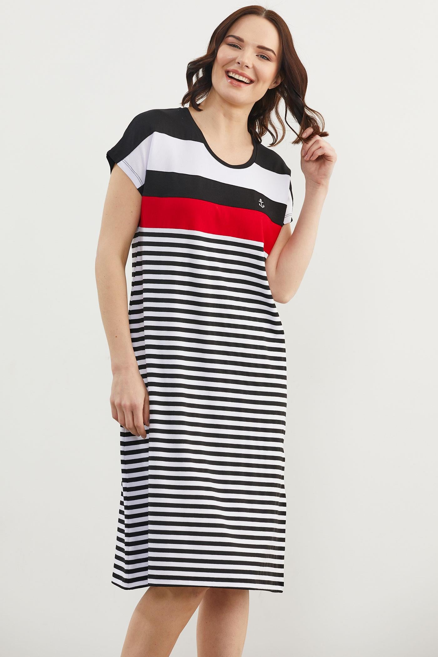 Sıfır Yaka Midi Boy Marine Elbise - Siyah (4) Sementa