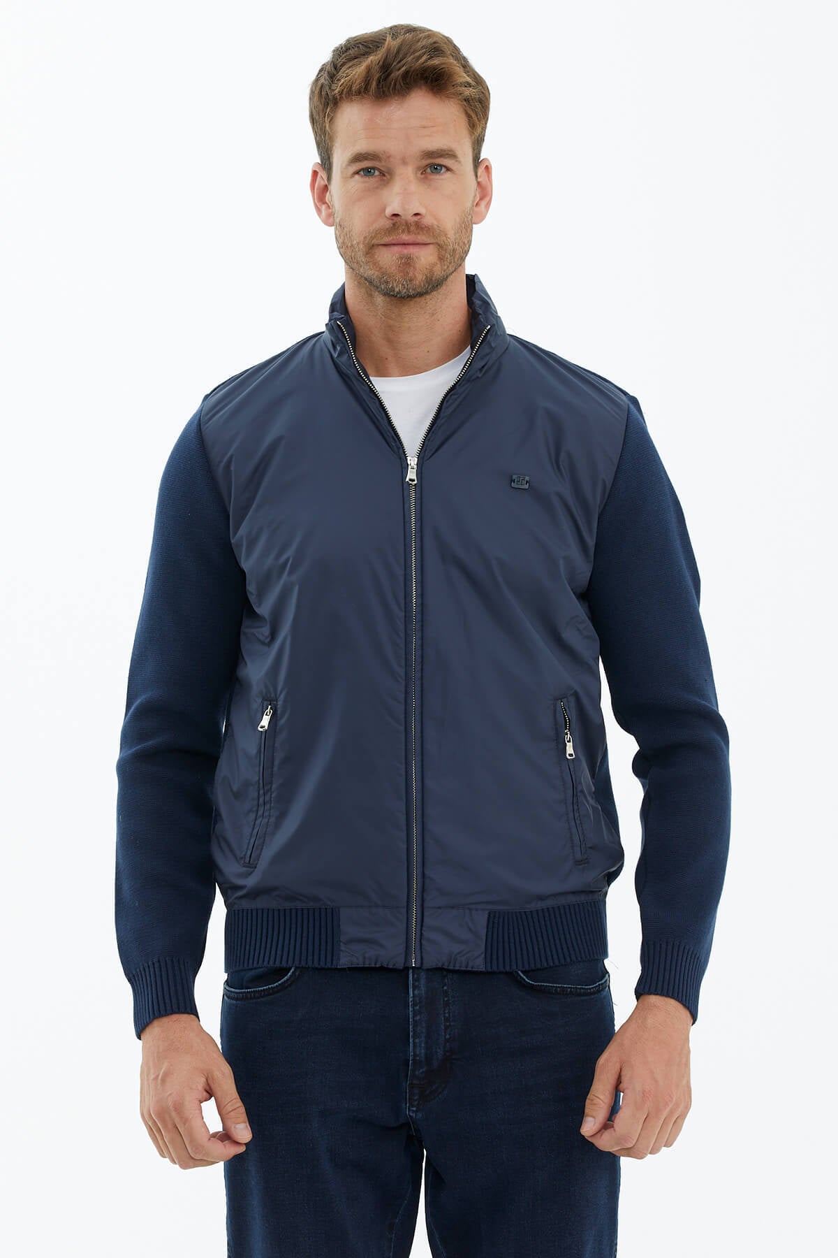 Sıfır Yaka Önden Mikro Fermuarlı Triko Mont - Lacivert (2) Sementa