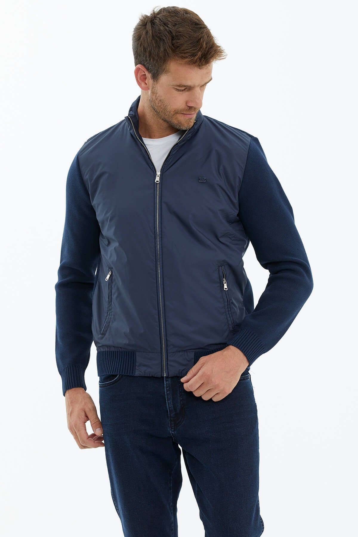 Sıfır Yaka Önden Mikro Fermuarlı Triko Mont - Lacivert (3) Sementa