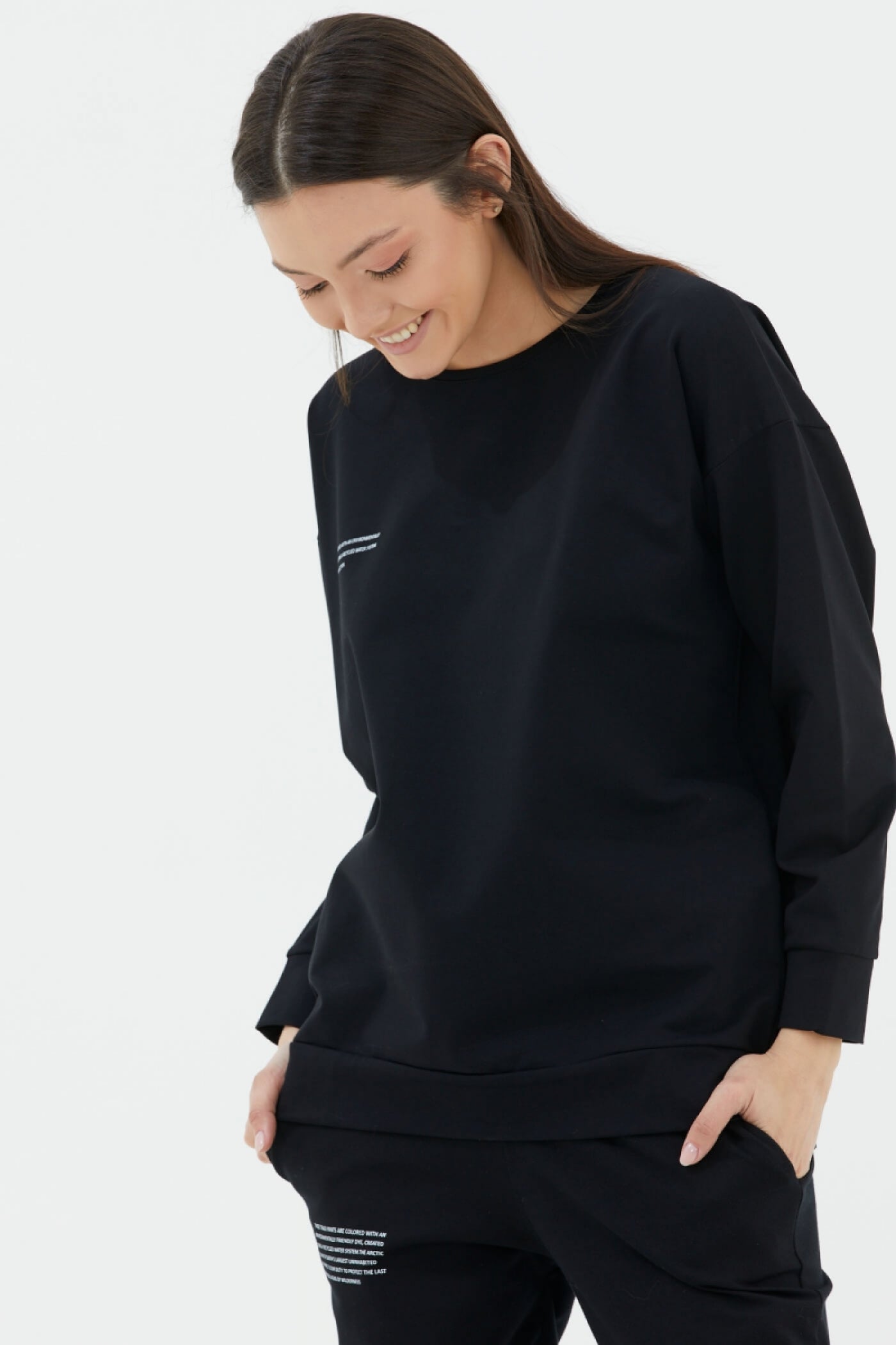 Sıfır Yaka Oversize Sweat - Siyah (1) Sementa