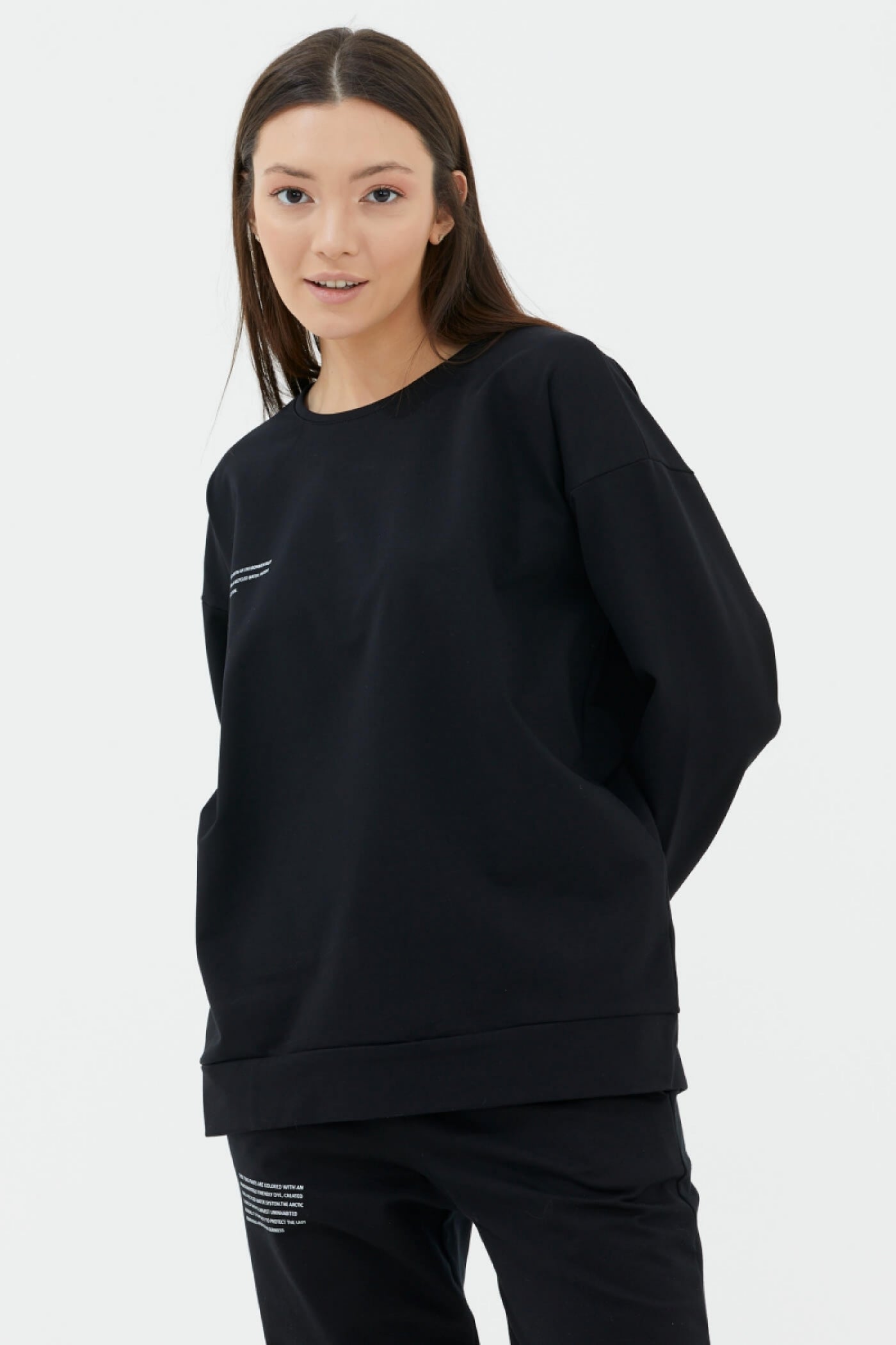 Sıfır Yaka Oversize Sweat - Siyah (3) Sementa