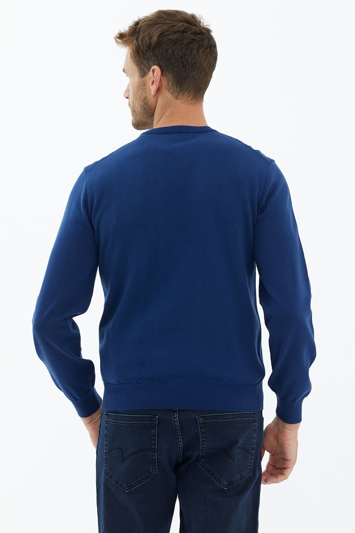 Sıfır Yaka Triko Kazak - Açık Lacivert (3) Sementa