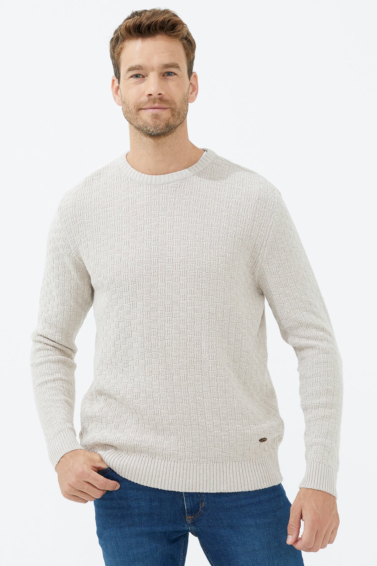 Sıfır Yaka Triko Kazak - Bej (2) Sementa