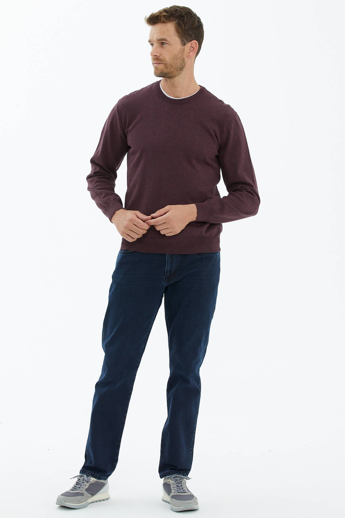 Sıfır Yaka Triko Kazak - Gül (2) Sementa