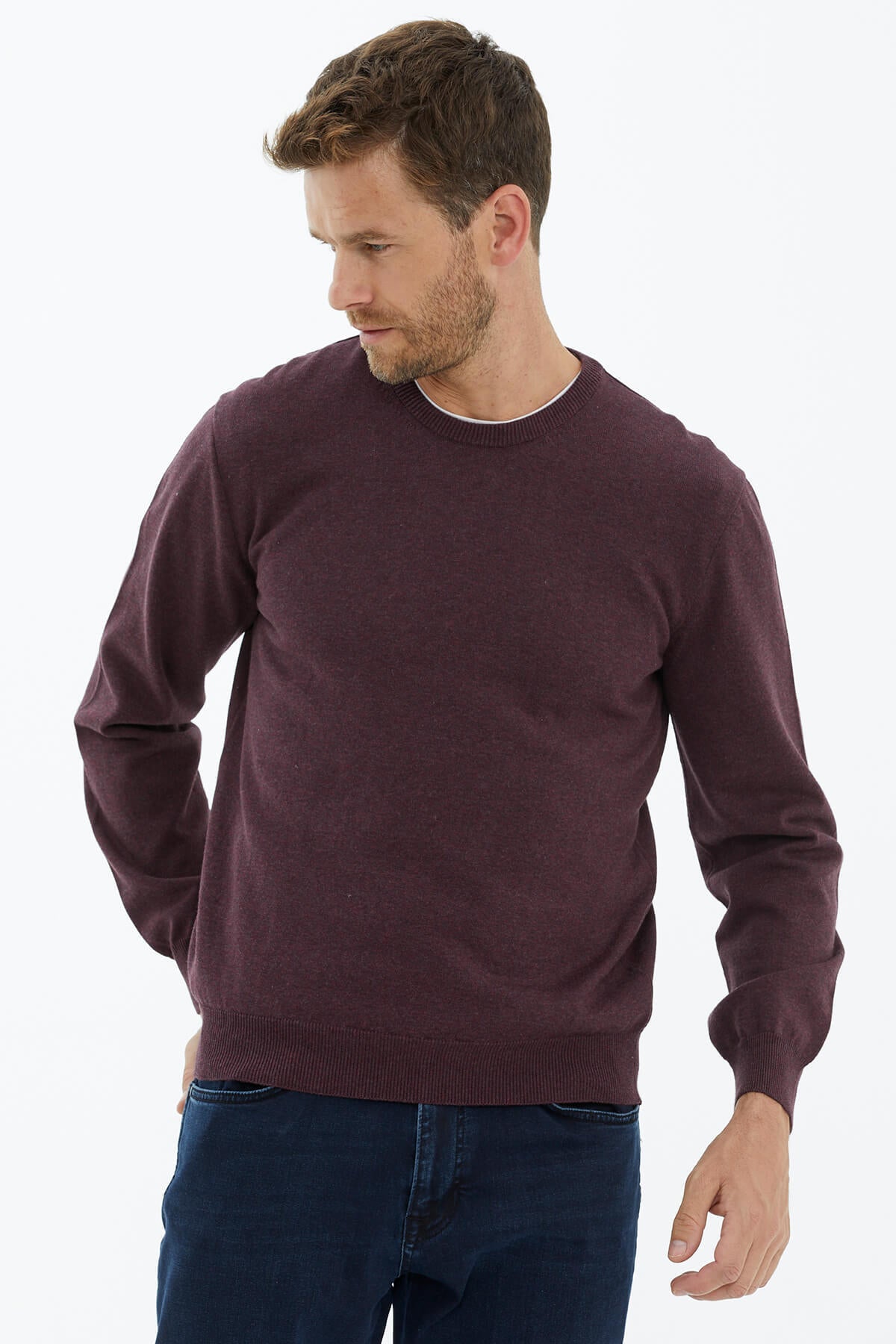 Sıfır Yaka Triko Kazak - Gül (3) Sementa